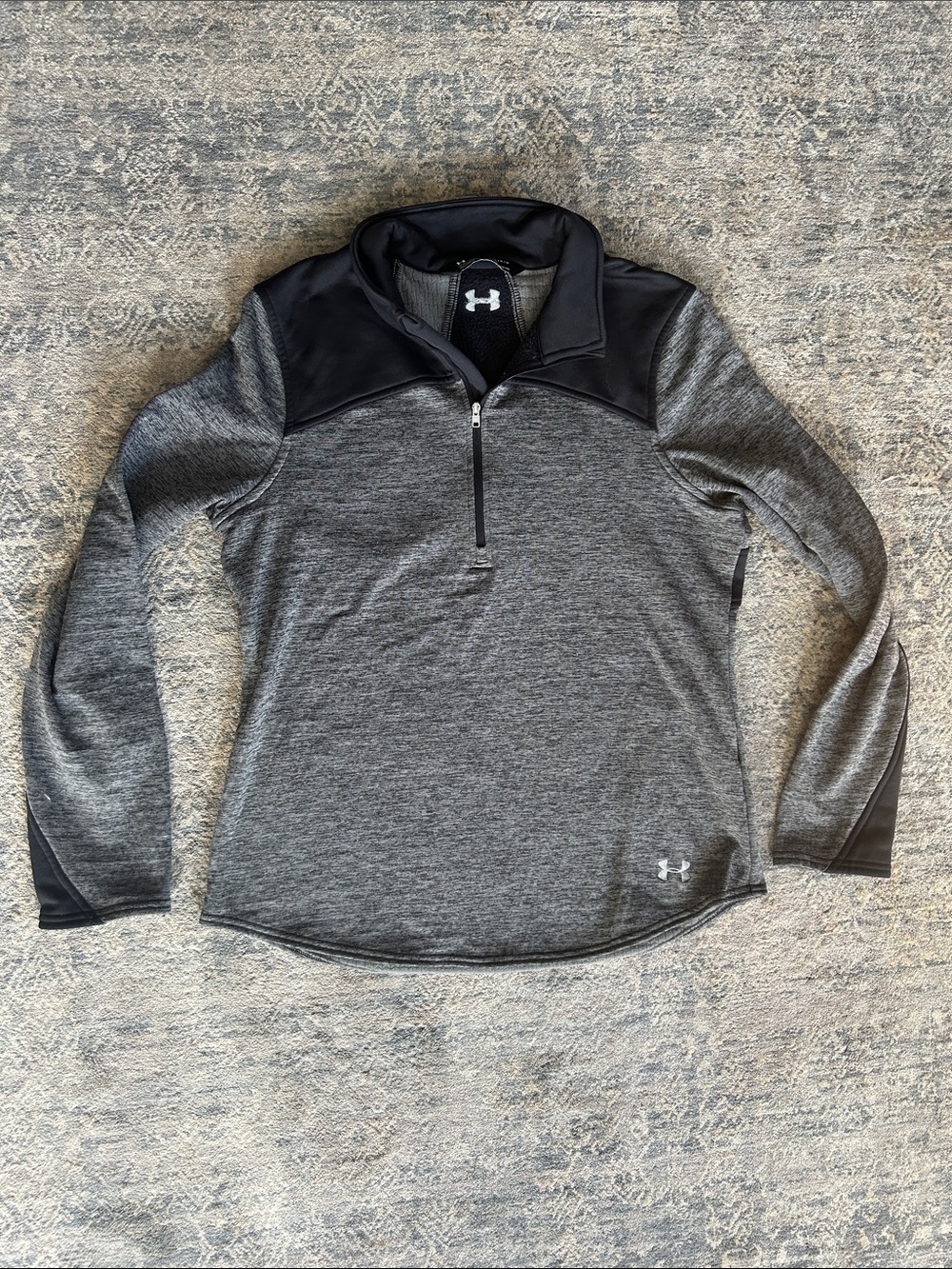 Under Armour Heather Gray & Black Quarter-Zip Pullover